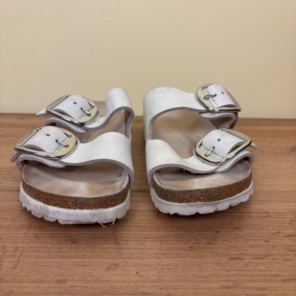 BIRKENSTOCK Arizona Big Buckle Slide Sandal Size 36 White Leather Comfort Casual - Picture 4 of 11
